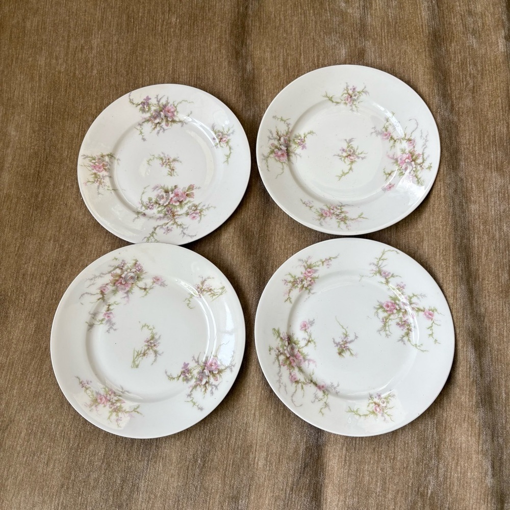 Thomas Haviland for Limoges Vintage Floral White Porcelain Dessert Plates (4)
